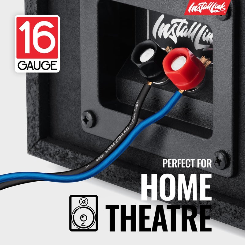 Install Link 16 AWG Gauge Speaker Wire Cable Stereo, Car or Home Theater, CCA (100 Feet) by - Image 2